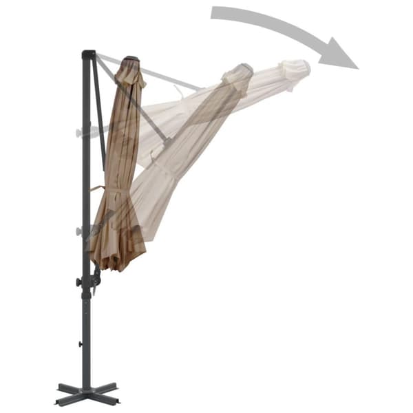 vidaXL hængeparasol 300 cm aluminiumsstang gråbrun