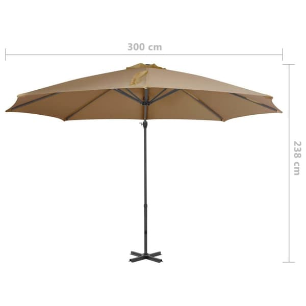 vidaXL hængeparasol 300 cm aluminiumsstang gråbrun