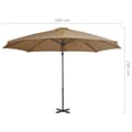 Miniatyrbillede 8 af 8: vidaXL hængeparasol 300 cm aluminiumsstang gråbrun