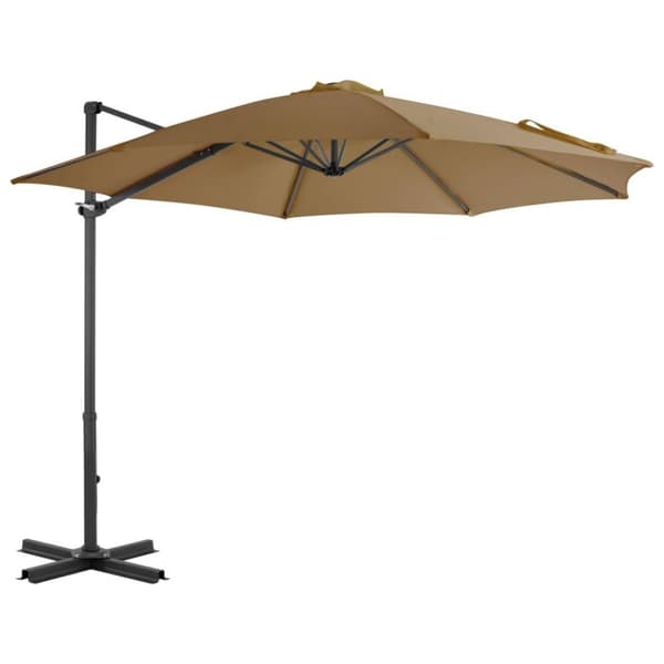 vidaXL hængeparasol 300 cm aluminiumsstang gråbrun