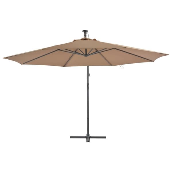 vidaXL hængeparasol med aluminiumstang 350 cm gråbrun