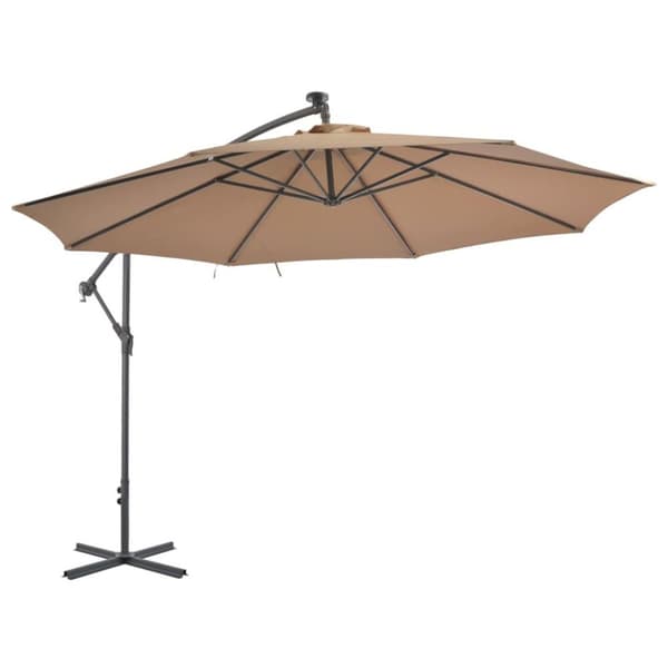 vidaXL hængeparasol med aluminiumstang 350 cm gråbrun