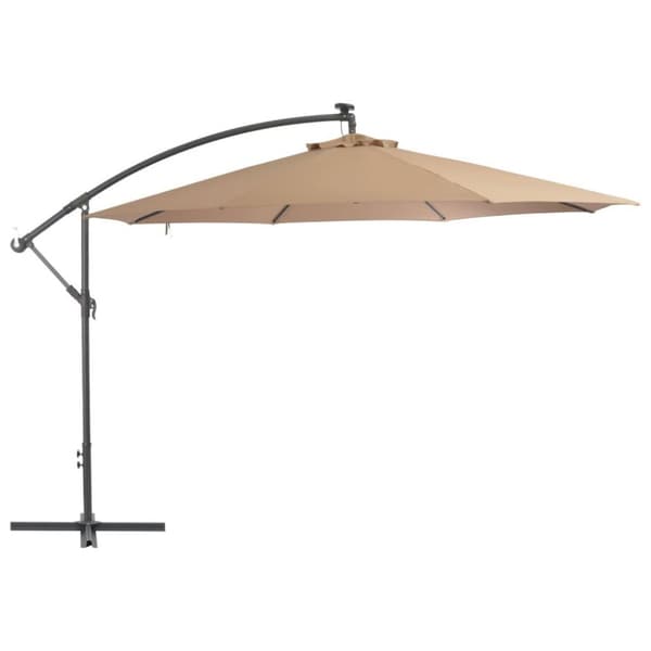vidaXL hængeparasol med aluminiumstang 350 cm gråbrun