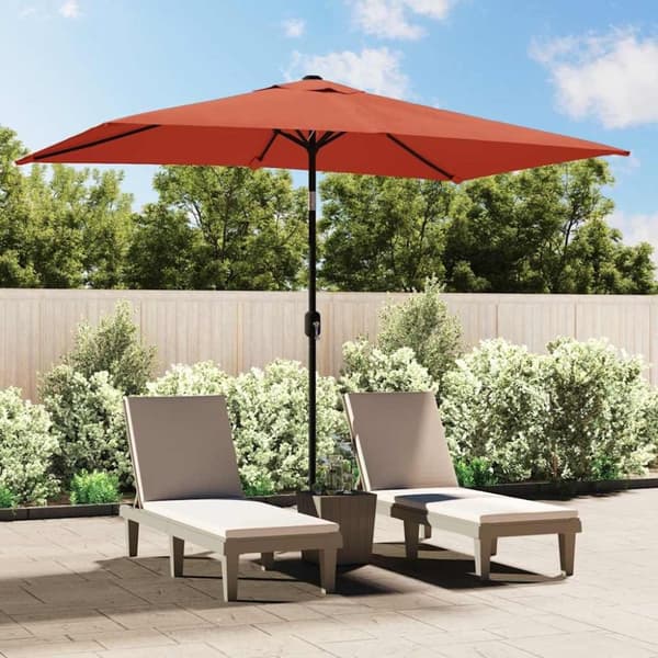 vidaXL udendørs parasol med metalstang 300 x 200 cm terracottafarvet