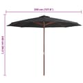 Miniatyrbillede 4 af 4: vidaXL udendørs parasol med træstang 350 cm antracitgrå
