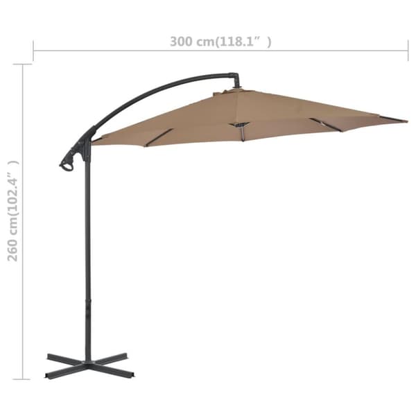 vidaXL Aurinkovarjo cantilever terästolpalla 300 cm taupe