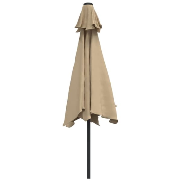 vidaXL Parasoll med LED-lys og stålstang 300 cm gråbrun