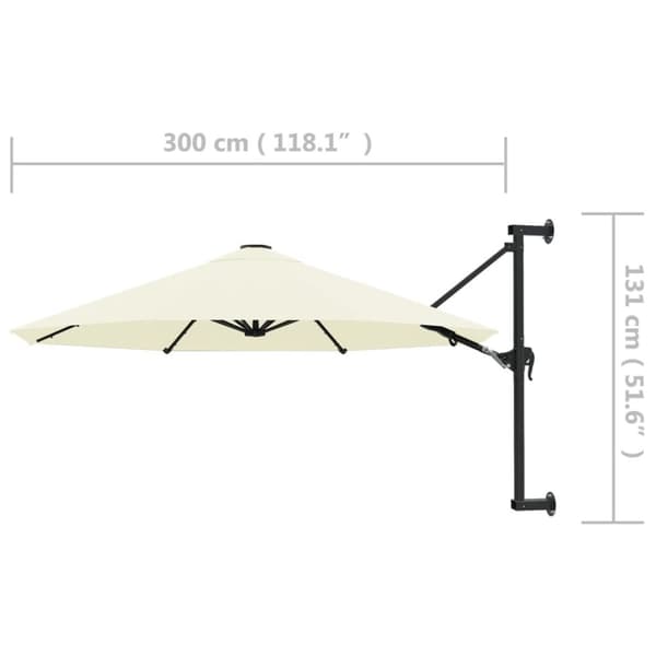 vidaXL Veggmontert parasoll med stålstang 300 cm sand