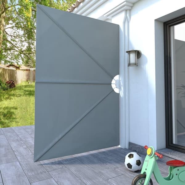 vidaXL Sammenleggbar sidemarkise for terrasse grå 240x160 cm