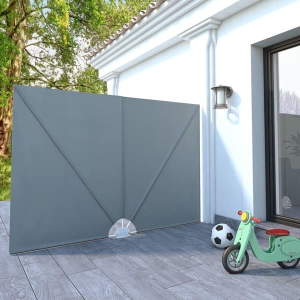 vidaXL Sammenleggbar sidemarkise for terrasse grå 240x160 cm