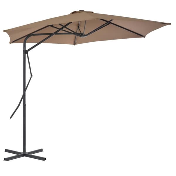 vidaXL Parasoll med stålstang 300 cm gråbrun