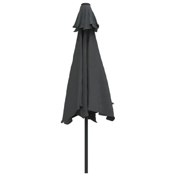 vidaXL Parasoll med LED-lys og stålstang 300 cm antrasitt
