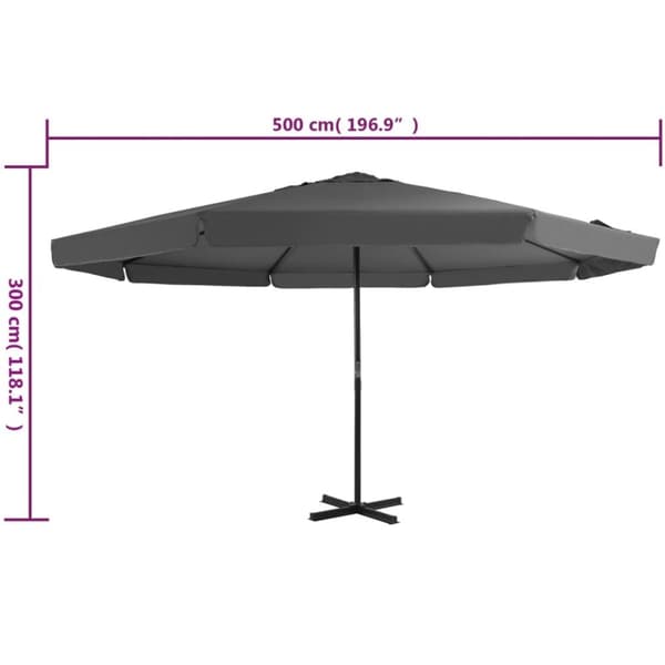 vidaXL Parasoll med aluminiumsstang 500 cm antrasitt