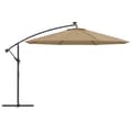 Miniatyrbilde 4 av 11: vidaXL Hengende hageparasoll med LED-lys og metallstang 350 cm gråbrun
