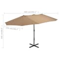 Miniatyrbilde 8 av 8: vidaXL Parasol med aluminiumsstang 460x270 cm gråbrun