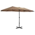 Miniatyrbilde 2 av 8: vidaXL Parasol med aluminiumsstang 460x270 cm gråbrun