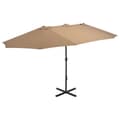 Miniatyrbilde 1 av 8: vidaXL Parasol med aluminiumsstang 460x270 cm gråbrun