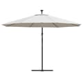 Miniatyrbild 7 av 11: vidaXL Frihängande parasoll med LED metallstång 350 cm sand