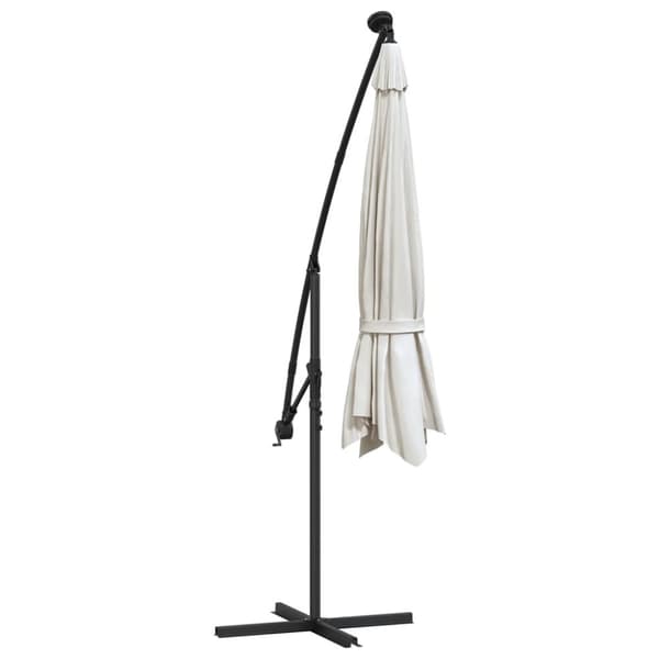 vidaXL Frihängande parasoll med LED metallstång 350 cm sand
