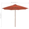 Miniatyrbilde 7 av 7: vidaXL Parasoll med trestang 300 cm terrakotta