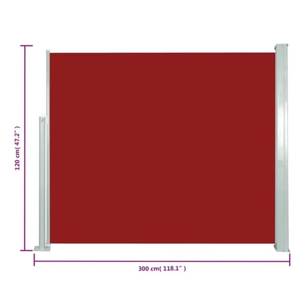 vidaXL Uttrekkbar sidemarkise 120 x 300 cm rød