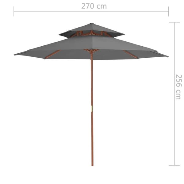 vidaXL Dobbel parasoll med trestang 270 cm antrasitt