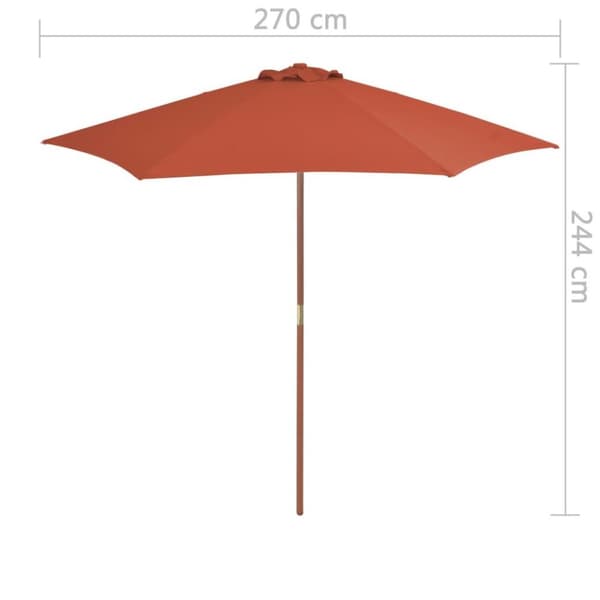vidaXL Parasoll med trestang 270 cm terrakotta
