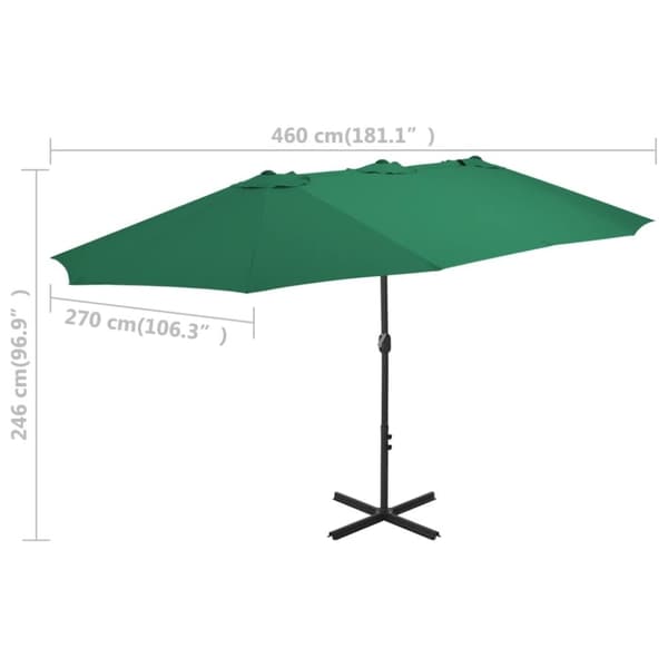 vidaXL Parasoll med aluminiumsstang 460x270 cm grønn