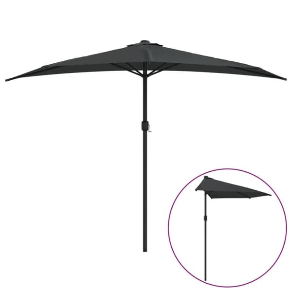 vidaXL Balkongparasoll m. aluminiumstolpe antracit 300x155 cm halvrunt