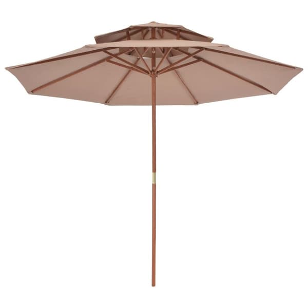 vidaXL Parasoll med två nivåer 270 cm trästång taupe