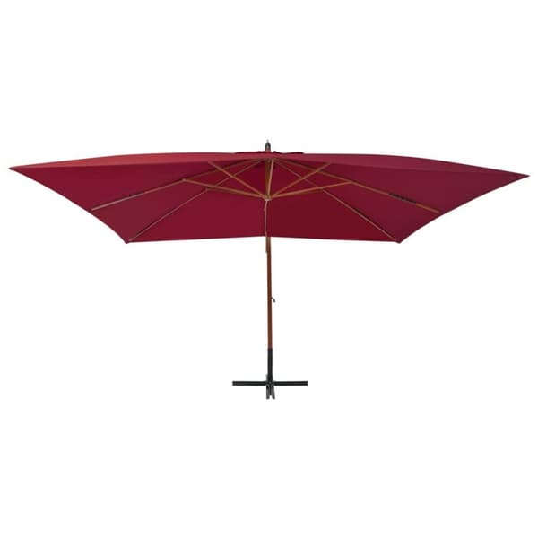 vidaXL Hengende hageparasoll med trestang 400x300 cm vinrød