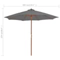 Miniatyrbilde 7 av 7: vidaXL Parasoll med trestang 300 cm antrasitt