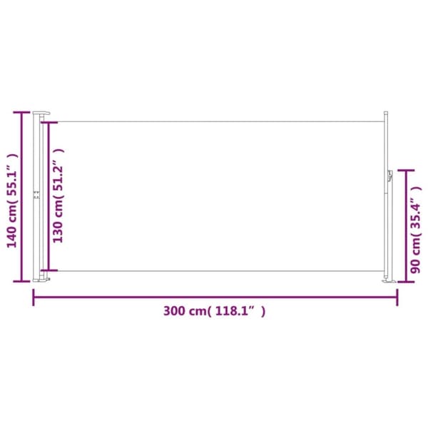 vidaXL Uttrekkbar sidemarkise 140 x 300 cm kremhvit
