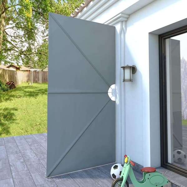 vidaXL Sammenleggbar sidemarkise for terrasse grå 300x150 cm