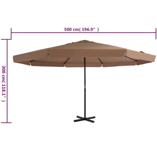vidaXL Parasol med aluminiumsstang 500 cm gråbrun