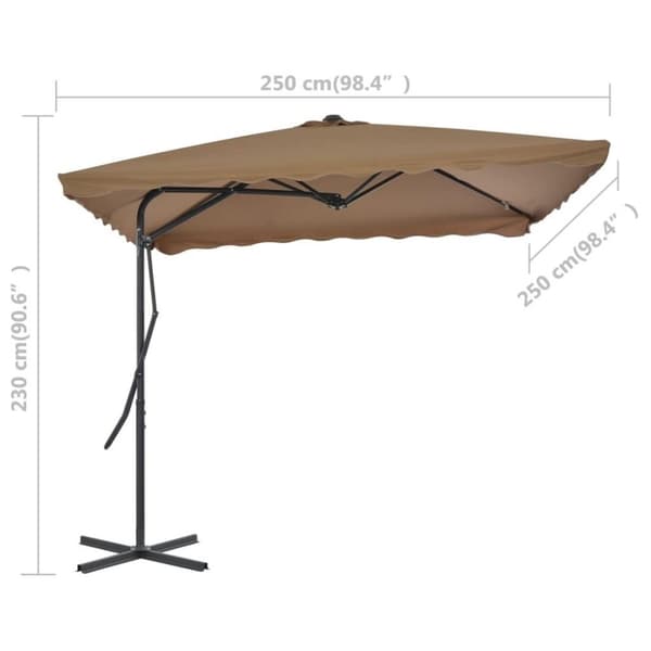 vidaXL Parasoll med stålstang 250x250 cm gråbrun