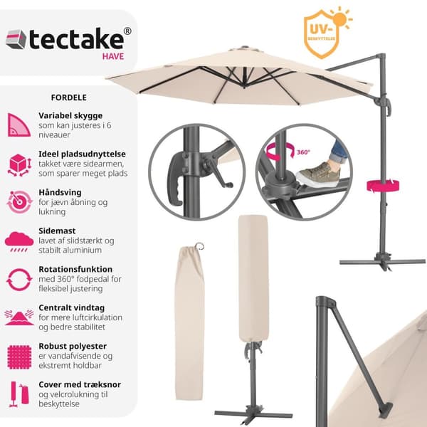 Parasol Daria med overtræk 300cm - beige