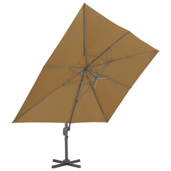 vidaXL Parasoll med portabel bas taupe