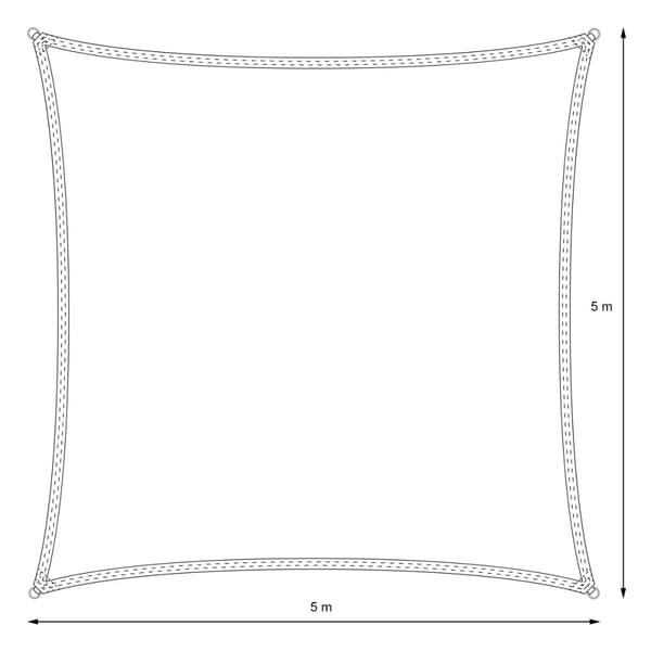 Markise solbeskyttelse skygge sejl skygge 5x5 m antracit 100% HDPE