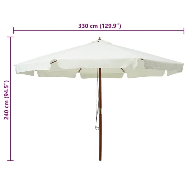 vidaXL Parasoll med trestang 330 cm sandhvit
