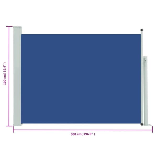 vidaXL Sisäänvedettävä terassin sivumarkiisi 100x500 cm sininen