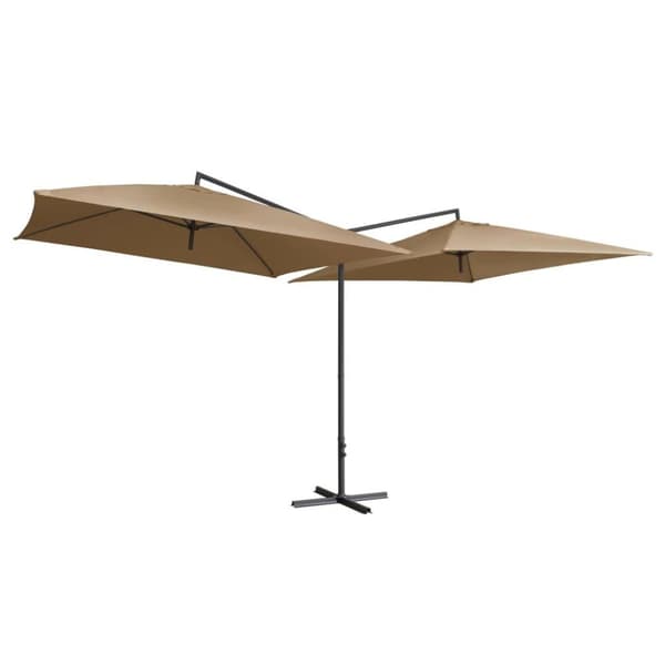 vidaXL dobbelt parasol med stålstang 250x250 cm gråbrun