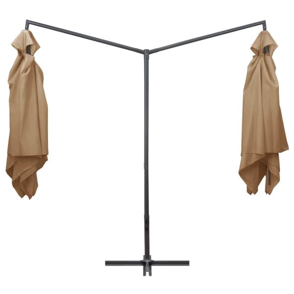 vidaXL dobbelt parasol med stålstang 250x250 cm gråbrun