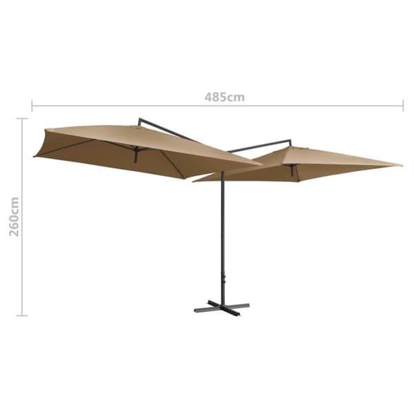 vidaXL dobbelt parasol med stålstang 250x250 cm gråbrun