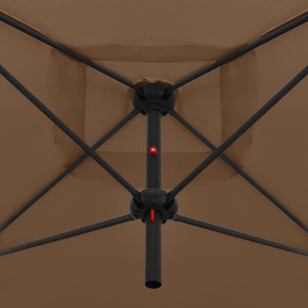 vidaXL dobbelt parasol med stålstang 250x250 cm gråbrun