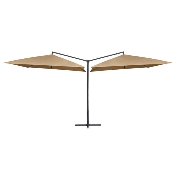 vidaXL dobbelt parasol med stålstang 250x250 cm gråbrun