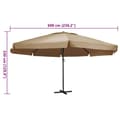 Miniatyrbilde 6 av 6: vidaXL Parasoll med aluminiumsstang 600 cm gråbrun