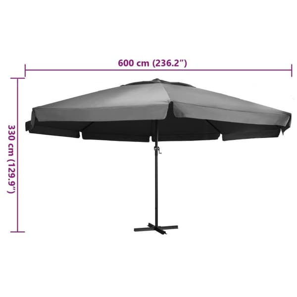 vidaXL Parasoll med aluminiumsstang 600 cm antrasitt