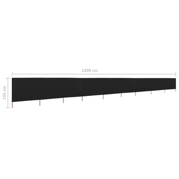 vidaXL Vindskjerm 9 paneler stoff 1200x120 cm svart