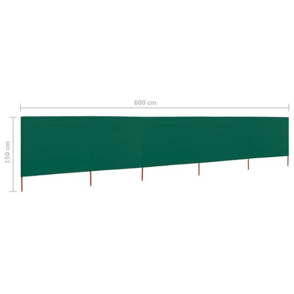vidaXL 5-panels læsejl 600x120 cm stof grøn